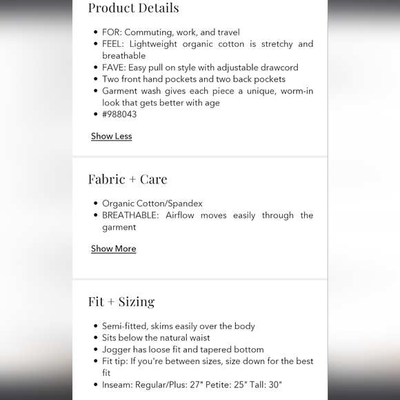 *Athleta Farallon jogger 26, cygr color, organic cotton, NWT - Picture 12 of 16